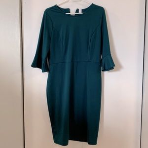 Old Navy emerald coloured dress, bell sleeves size large